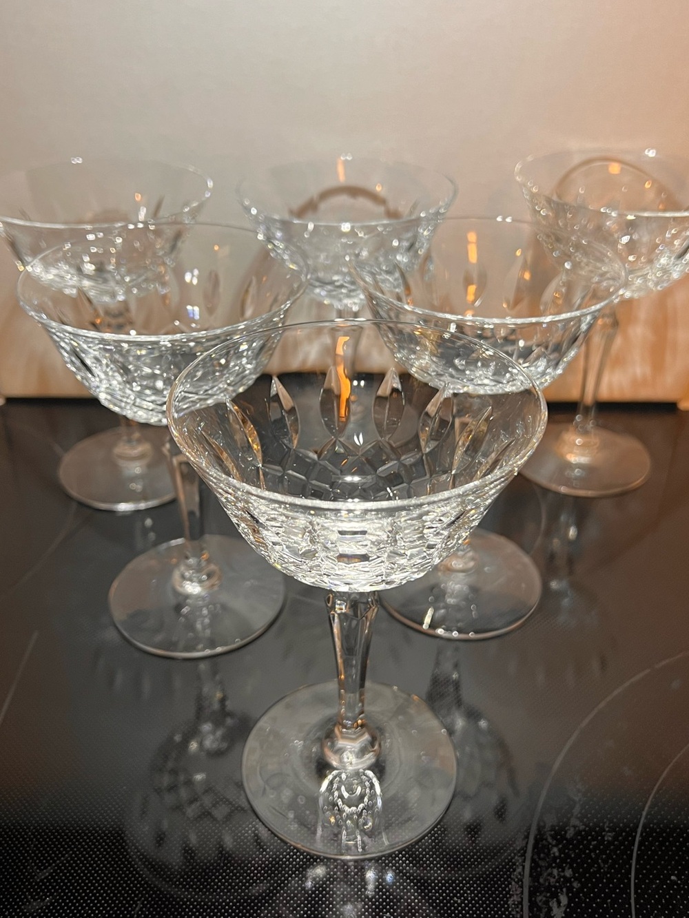 Tiffin-Franciscan Elyse Set of 6 Cut Crystal Champagne/Tall Sherbert